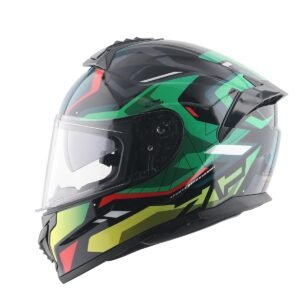 Vega Zap Graphics, ISI and DOT Certified Gloss Full Face Helmet with Dual Visors and Spoiler