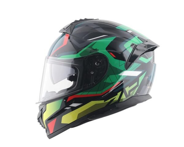 Vega Zap Graphics, ISI and DOT Certified Gloss Full Face Helmet with Dual Visors and Spoiler