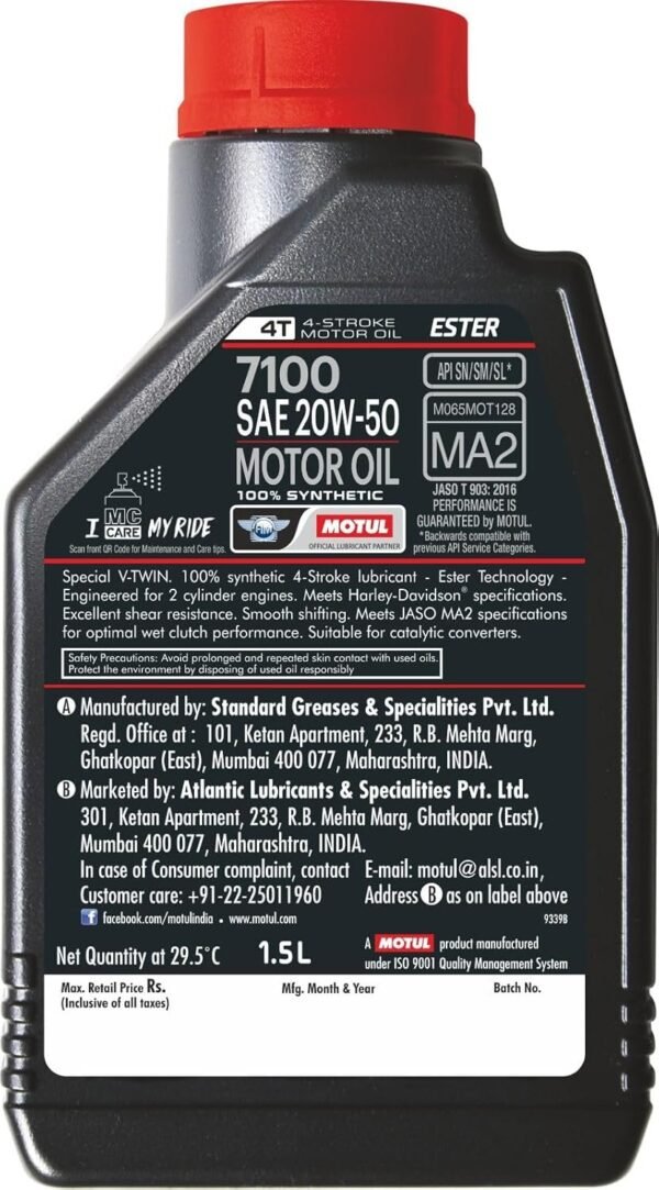 MOTUL 7100 20W-50 Fully Synthetic Engine Oil, 1.5L - Image 3