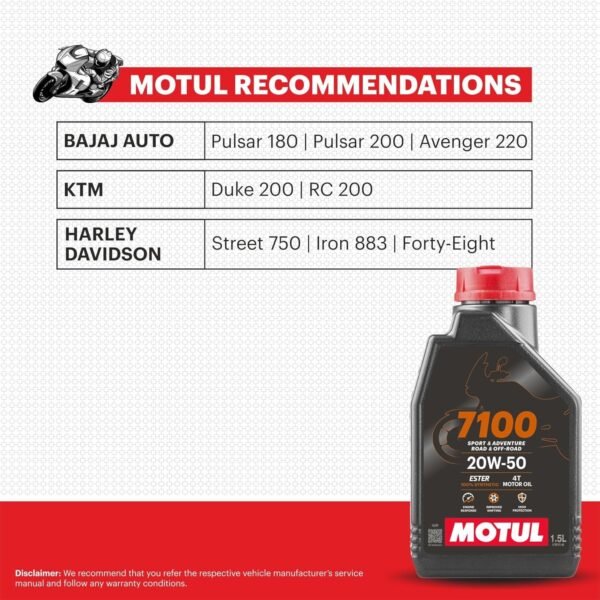 MOTUL 7100 20W-50 Fully Synthetic Engine Oil, 1.5L - Image 2