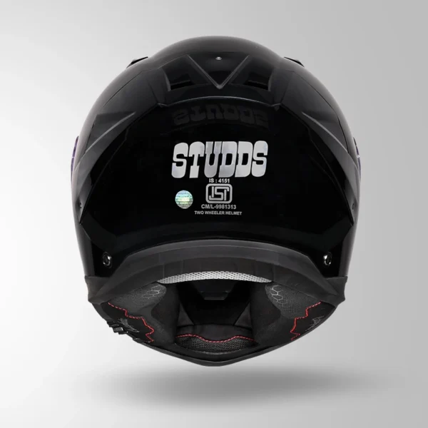 STUDDS Helios Solid Gloss Black Helmet - Image 5