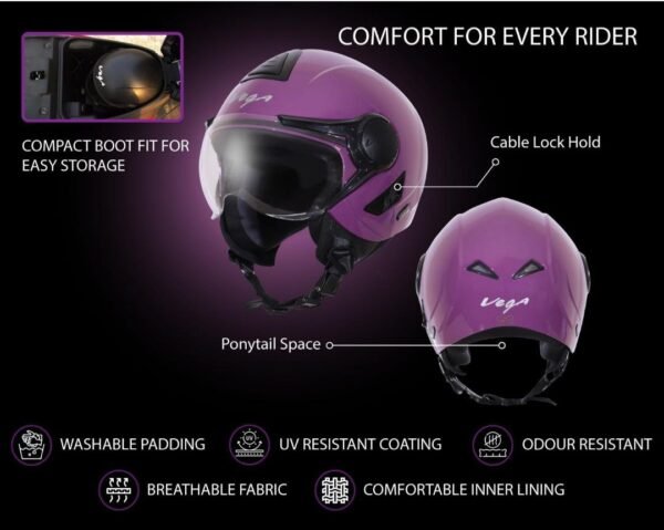 Vega Verve Purple Helmet - Image 3